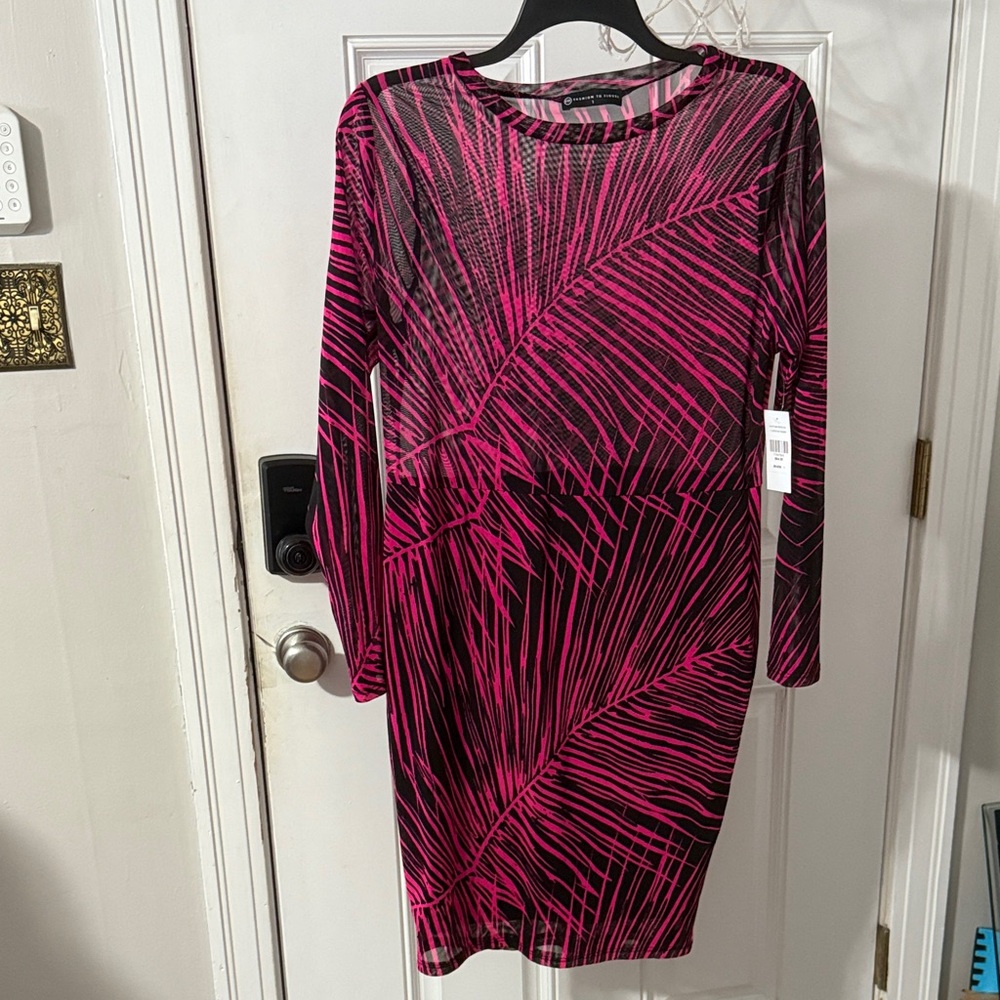 Fashion to Figure Pink and Black Long Sleeve Dress
